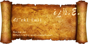Árki Emil névjegykártya